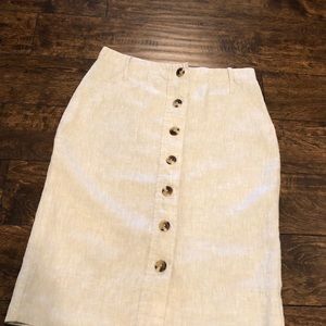 Linen Button Down Pencil Skirt